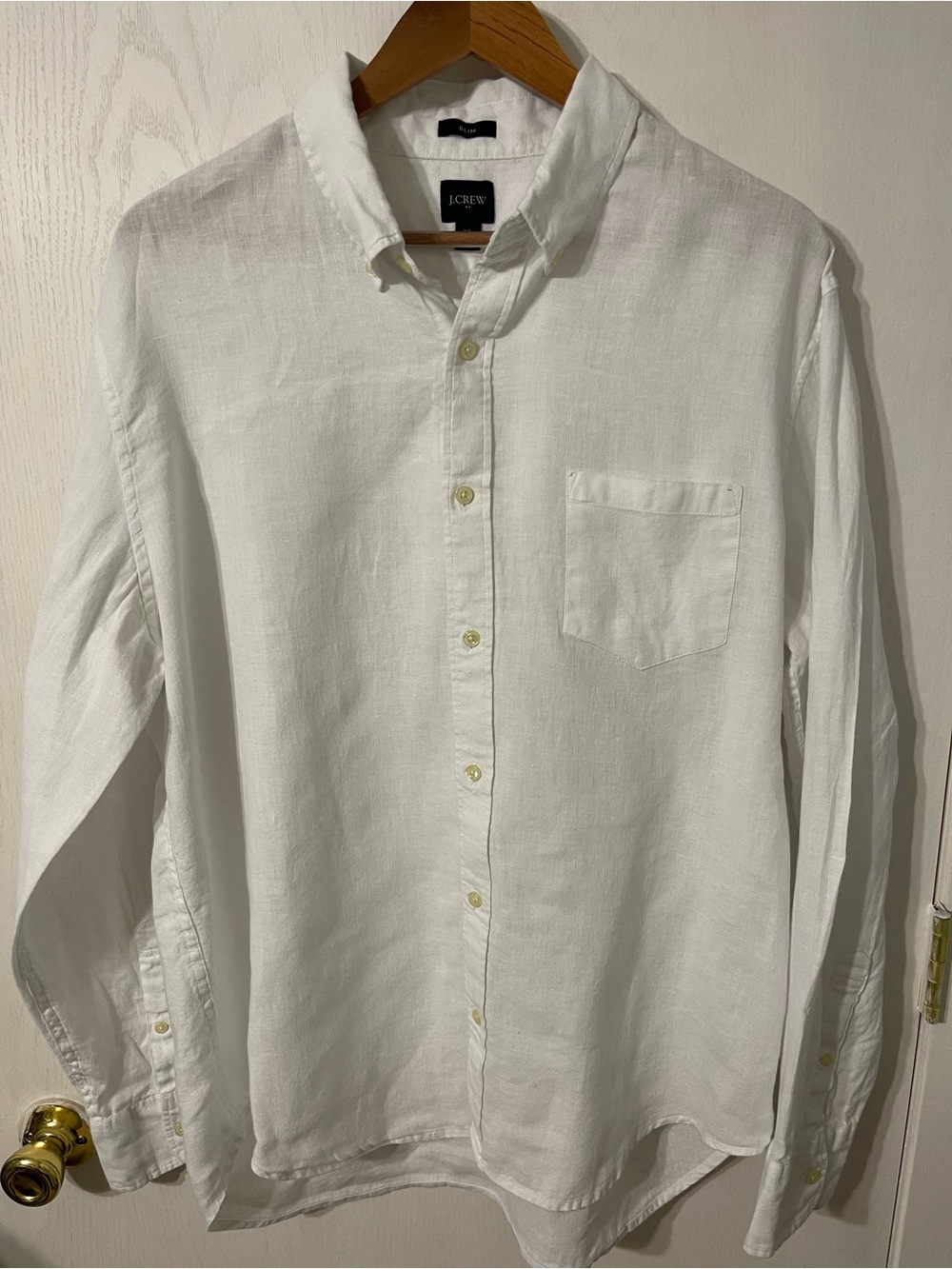 J. Crew Men's White Linen Button-Up Shirt